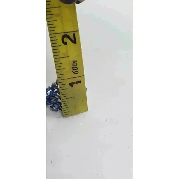 Vintage Earrings Rhinestone Baby Blue Rhodium Plated Clip Big Statement 50s - Picture 12 of 12